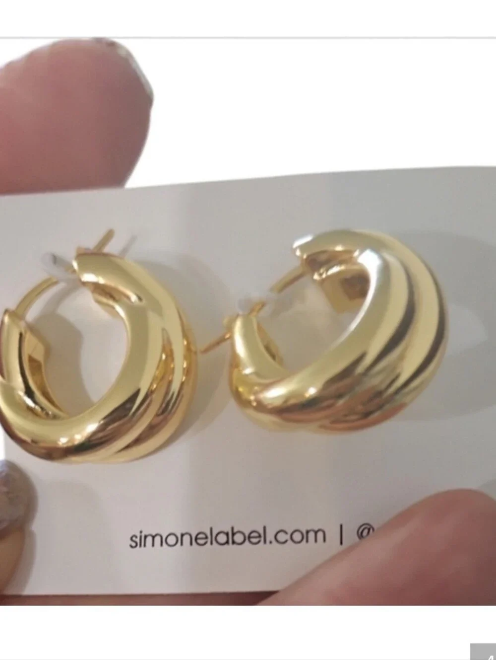NWT Simone The Label 18k Gold Plated Tube Hoop Earring